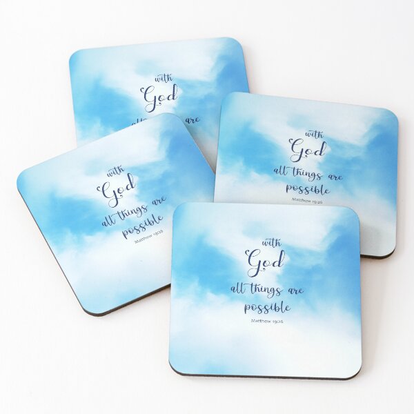 Item preview, Matthew 19: 26 - with God all things are possible, BibleVerse Scripture with Blue Sky and White Clouds designed and sold by Star58.