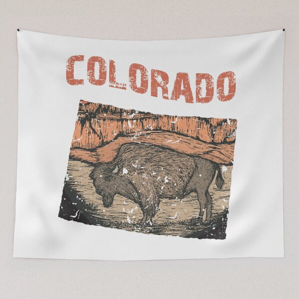 Item preview, Colorado Decorative State Map Shape with Bison and Canyon Scene designed and sold by gumdrop-go.