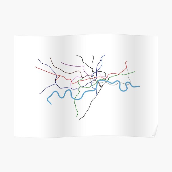 London Geographical Tube Map without labels Poster
