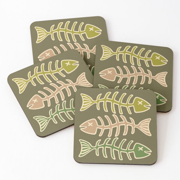 Item preview, FISH BONES in Olive Brown and Green - UnBlink Studio by Jackie Tahara designed and sold by Jackie Tahara of UnBlink Studio.