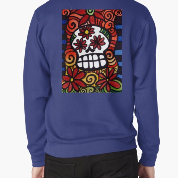 Flower Eyed Day of the Dead Sugar Skull Pullover Sweatshirt