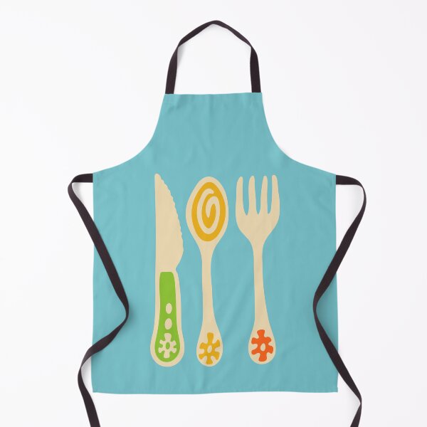 Item preview, RETRO CUTLERY in Lime Green Yellow Orange on Blue - UnBlink Studio by Jackie Tahara designed and sold by Jackie Tahara of UnBlink Studio.
