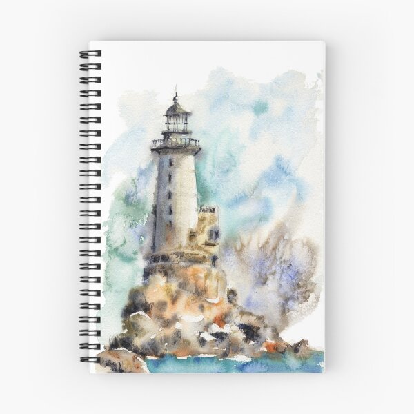 Item preview, Lighthouse seascape watercolor art designed and sold by Zavyalova-art.