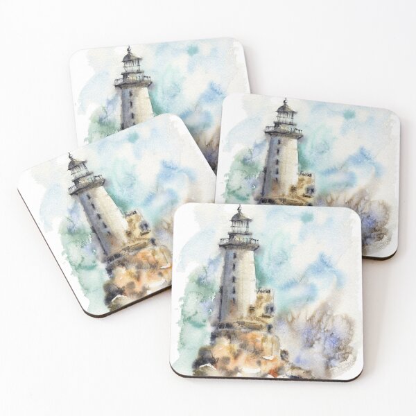 Item preview, Lighthouse seascape watercolor art designed and sold by Zavyalova-art.