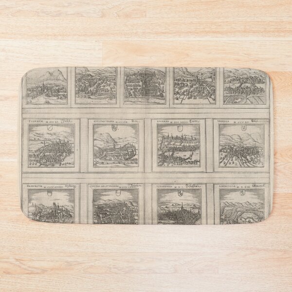 Item preview, Old Switzerland Cities Map (1575) Vintage Swiss Populated Areas Atlas designed and sold by BravuraMedia.