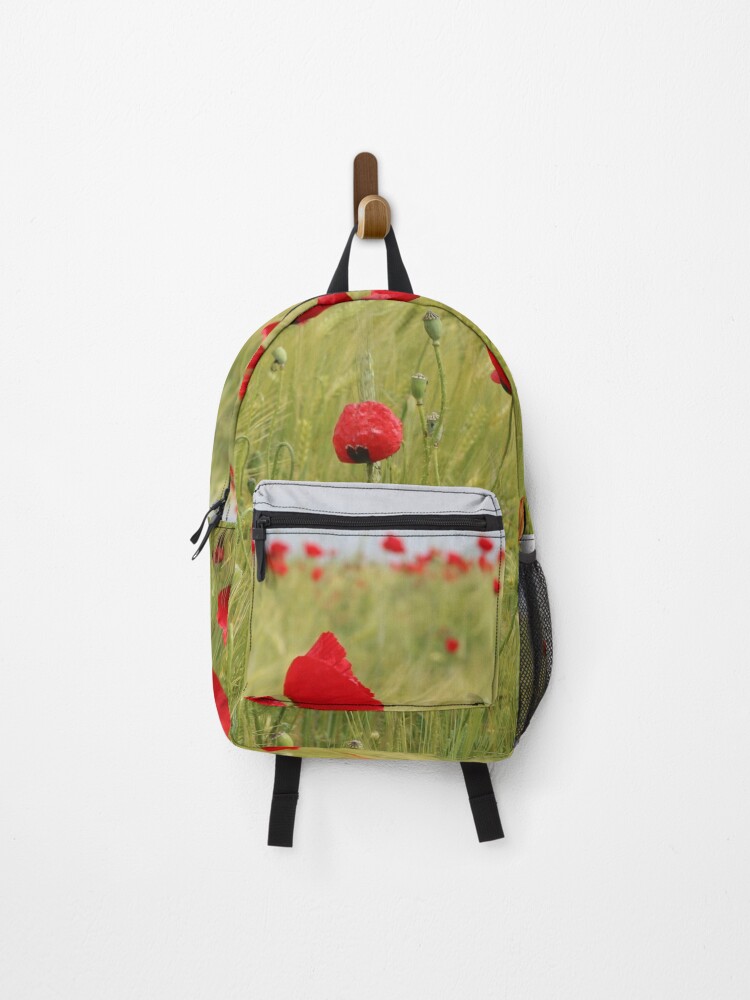 Thumbnail 1 of 3, Backpack, Poppy field designed and sold by DesignerCate.