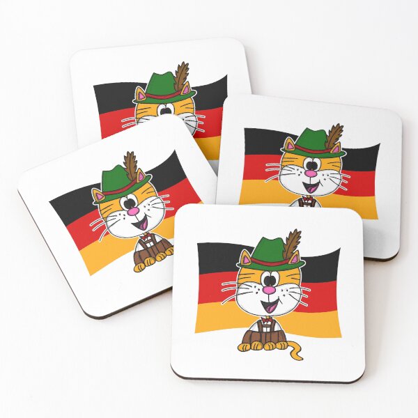 Item preview, German Flag Cat Tyrolean Hat Lederhosen Germany Funny designed and sold by doodlerob.