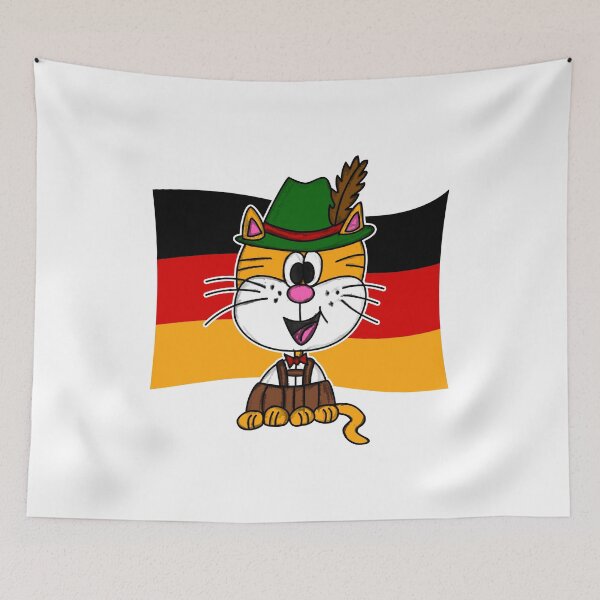 Item preview, German Flag Cat Tyrolean Hat Lederhosen Germany Funny designed and sold by doodlerob.