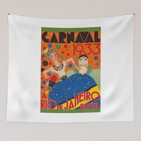 Item preview, Brazil Carnival 1933 Vintage World Travel Poster by Renato designed and sold by retrographics.