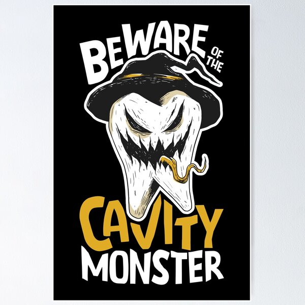 Item preview, Beware of the Cavity Monster // Funny Halloween Tooth designed and sold by SLAG-Creative.