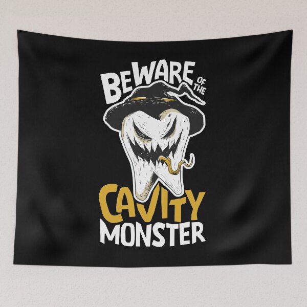 Item preview, Beware of the Cavity Monster // Funny Halloween Tooth designed and sold by SLAG-Creative.