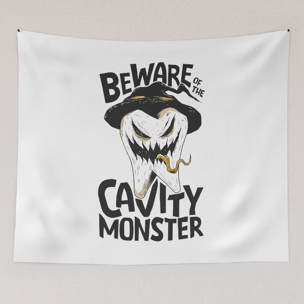 Item preview, Beware of the Cavity Monster // Funny Halloween Tooth designed and sold by SLAG-Creative.