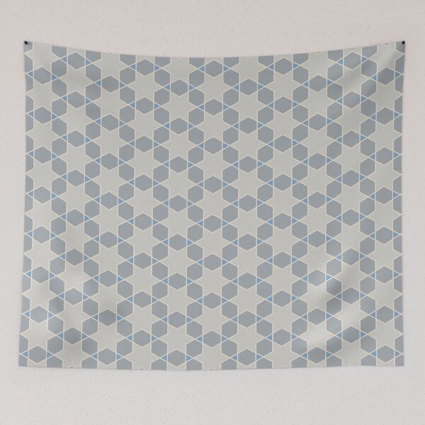 Item preview, Linear, hexagon, star, boxes, diamond, 3D, modern, pattern Print for Modern minimalist, Scandinavian, rustic, Room Decoration, gray, Blue designed and sold by BONBcreative.