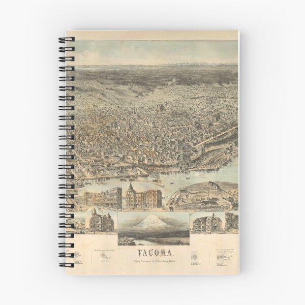 Item preview, Old Tacoma WA Map (1890) Vintage City of Destiny Washington State Atlas designed and sold by BravuraMedia.
