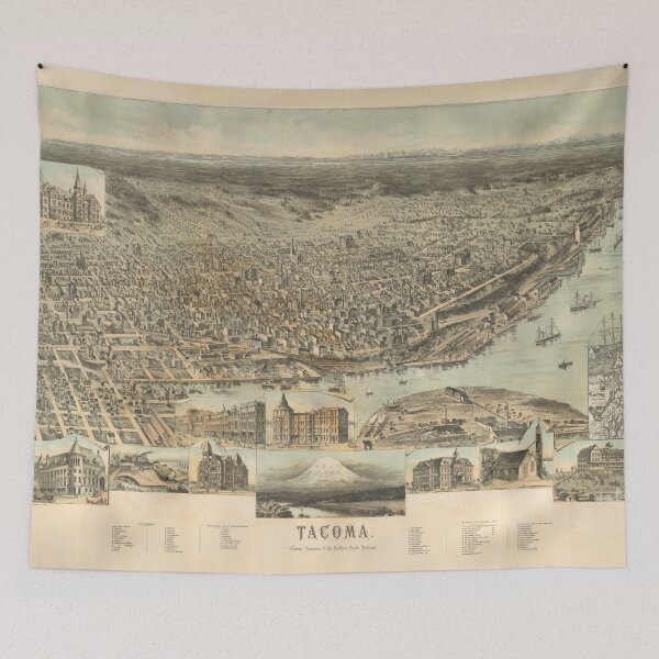 Item preview, Old Tacoma WA Map (1890) Vintage City of Destiny Washington State Atlas designed and sold by BravuraMedia.