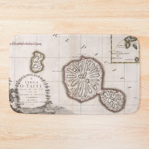 Item preview, Old Tahiti Map (1798) Vintage Otaheite Island Atlas designed and sold by BravuraMedia.