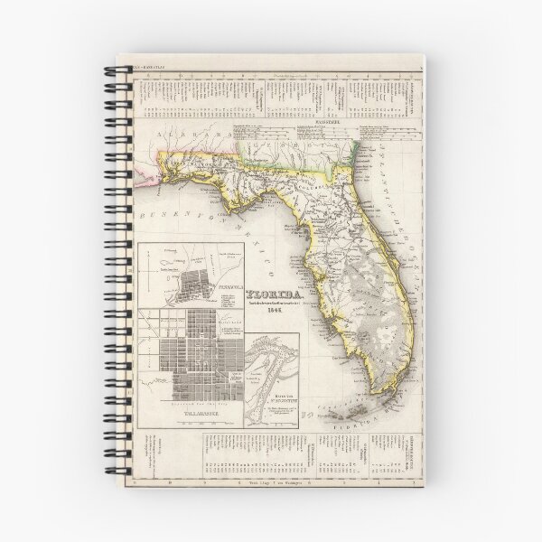 Item preview, Old Florida & Tallahassee Map (1845) Vintage Sunshine State and FL Capital City Atlas designed and sold by BravuraMedia.
