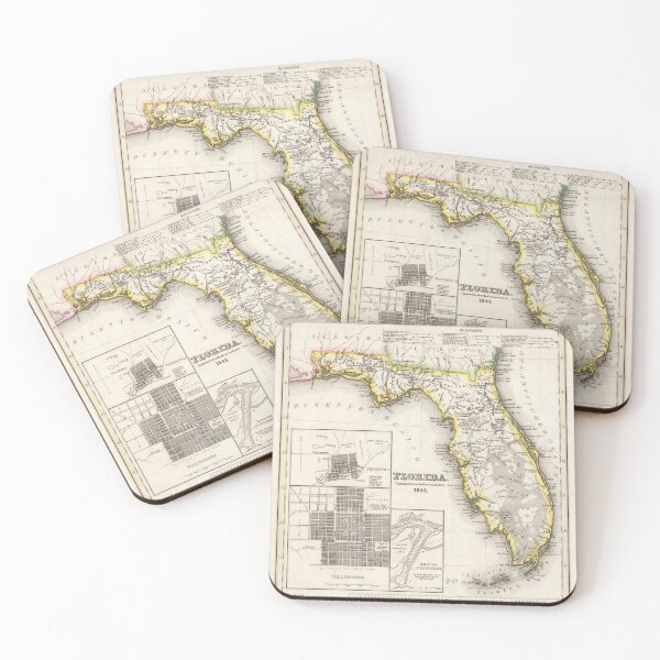 Item preview, Old Florida & Tallahassee Map (1845) Vintage Sunshine State and FL Capital City Atlas designed and sold by BravuraMedia.