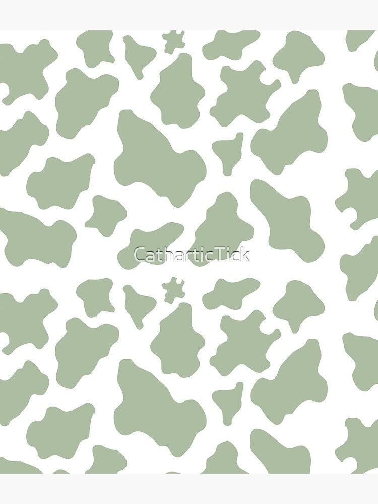 Sage Green Cow Print Aesthetic Pattern Wallpaper by