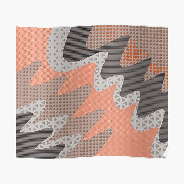 ZigZag Grey, Orange, Salmon and Textures Poster