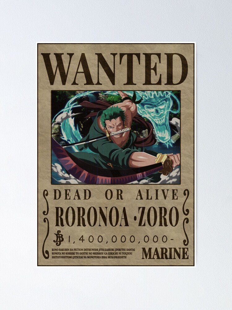 Zoro Wanted Poster Bounty One Piece Poster By Patrika Redbubble