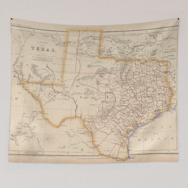 Item preview, Old Texas Map (1857) Vintage TX Lone Star State State Atlas designed and sold by BravuraMedia.