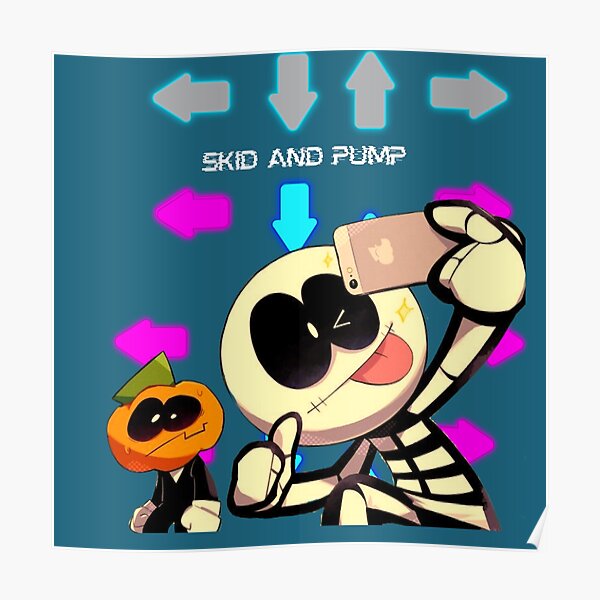 Skid And Pum Dancing Skid And Pum Happy Halloween Skid And Pum Friday Night Funkin Skate And Pump Sempai Skid Y Pump Fnf Pattern Design Pattern Design Skid And Pump Cute Designs Poster By Mycutedesings 1