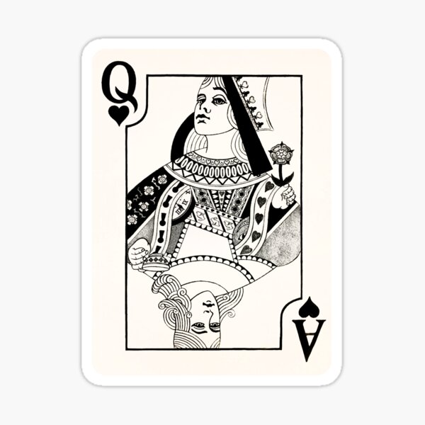 "Alice and the Queen of Hearts Face Card" Sticker for Sale by