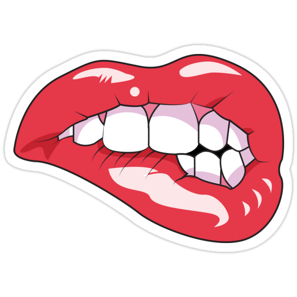"Lip bite" Stickers by Thomtick | Redbubble