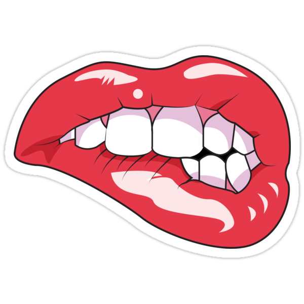 "Lip bite" Stickers by Thomtick | Redbubble