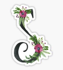 Letter S with Floral Wreath Sticker