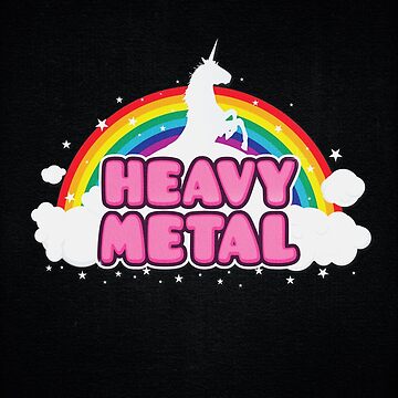 Artwork thumbnail, HEAVY METAL! (Funny Unicorn / Rainbow Mosh Parody Design) by badbugs