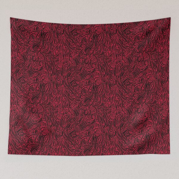 Item preview, Swirling Abstract Line Art in Black on Red designed and sold by MathenaArt.