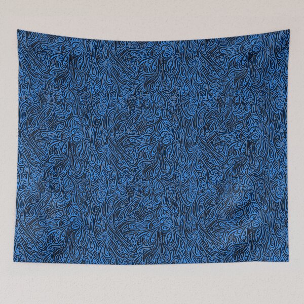 Item preview, Swirling Abstract Line Art in Black on Light Blue designed and sold by MathenaArt.