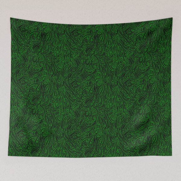 Item preview, Swirling Abstract Line Art in Black on Green designed and sold by MathenaArt.