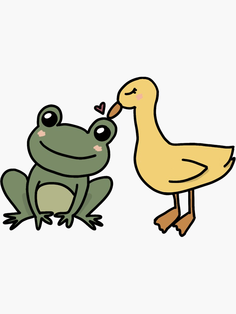 Ente und Frosch verliebt! | Sticker