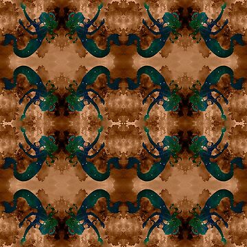 Artwork thumbnail, Galactic Mermaid with Rustic Background pattern by Mistreena