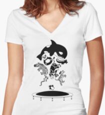 Bouncing Animals Women's Fitted V-Neck T-Shirt