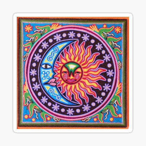 Vista previa del artículo con la obra «Huichol, luna y sol», diseñado y vendido por Caracol-Spanish.