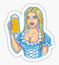 Girl with beer mug Sticker