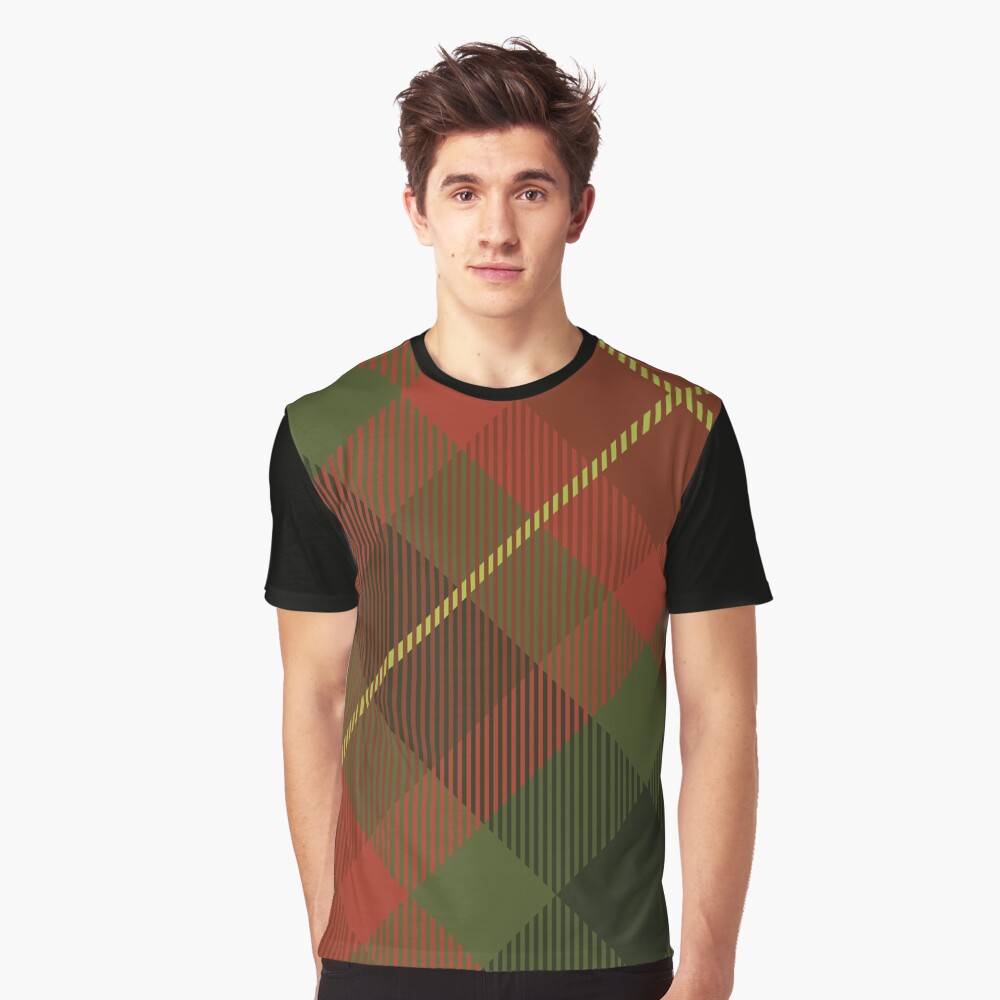 70s Red And Green Plaid Couch Pattern T Shirt By Southpawmiller