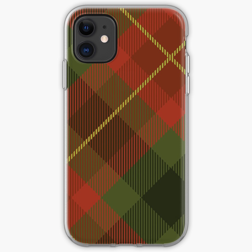 70s Red And Green Plaid Couch Pattern Iphone Case Cover By