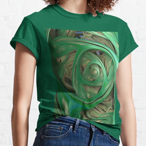 Green Spiral Fractal Classic T-Shirt