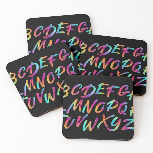 Item preview, Black Background Vibrant Alphabets designed and sold by IshitaPoint.