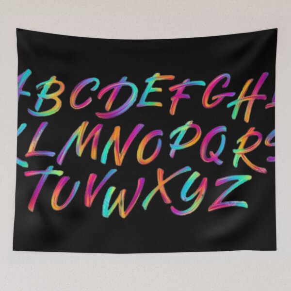 Item preview, Black Background Vibrant Alphabets designed and sold by IshitaPoint.