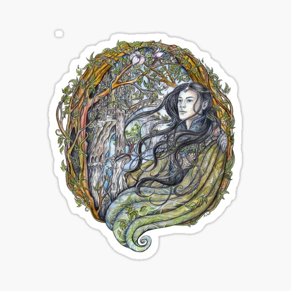Spring in elven city Sticker