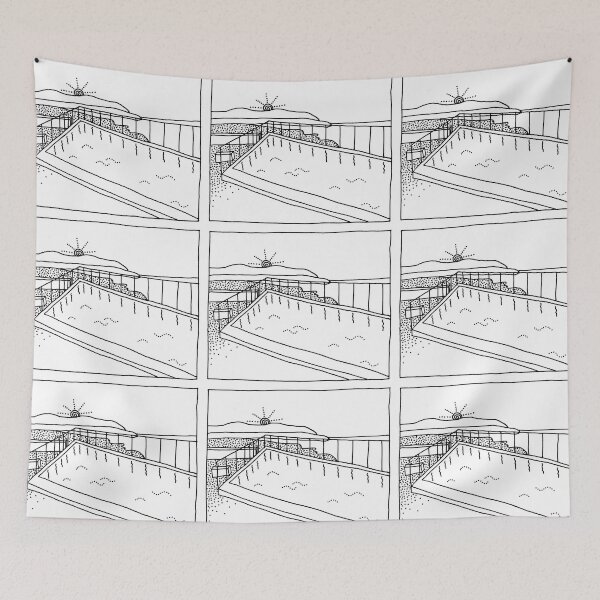 Item preview, Black and white ocean beach pool designed and sold by ChloepArt.