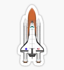 Space Shuttle Discovery, Space, Orbit, on Black Sticker