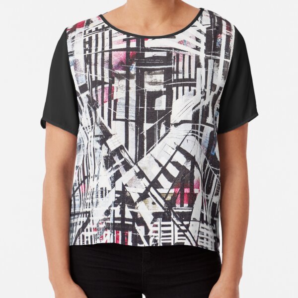 Lines Black and Red Chiffon Top