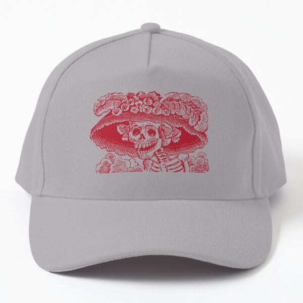 Calavera Catrina | Day of the Dead | Dia de los Muertos | Skulls and Skeletons | Vintage Skeletons | Red and White | Baseball Cap